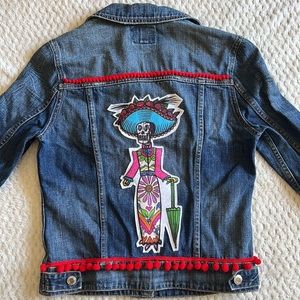 Custom designed Catrina Dia de Los muertos denim jacket
